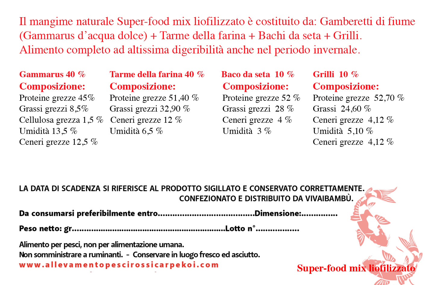 Mix liofilizzato Etichetta posteriore 2024 OK