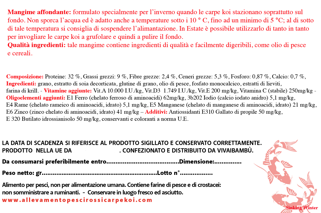 Sinking Winter Premium Coarse Etichetta posteriore